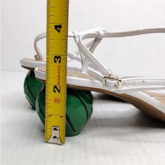 INC White Green Calise Square Toe Buckle Ankle Vacation Embellished Round Heel - Picture 12 of 15